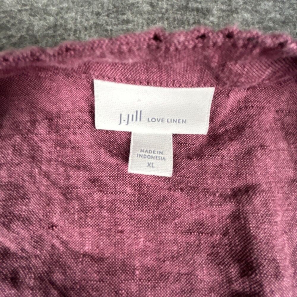 J. Jill 100% Love Linen Cap Sleeve Dress Size XL Maroon Pin-tucked Shirtdress - Picture 2 of 9